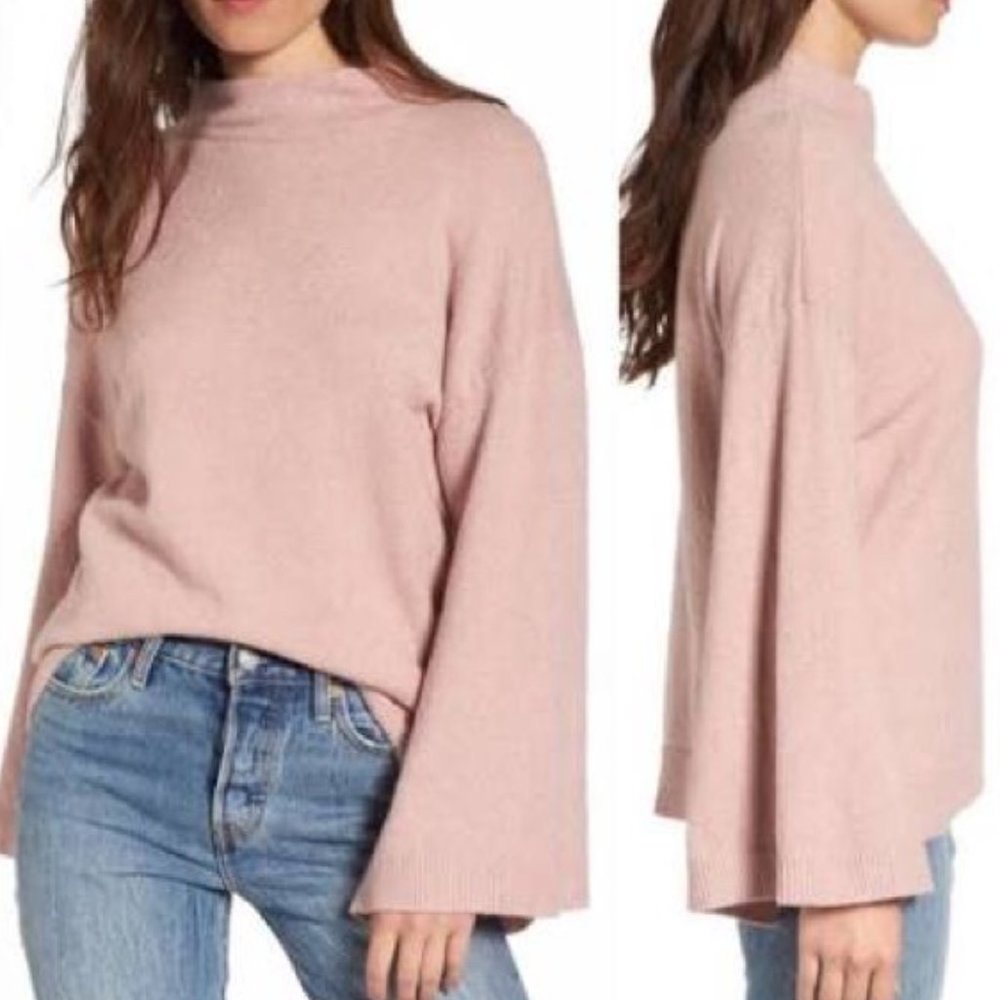 B.P. Pink Mockneck Wide Sleeve Sweater